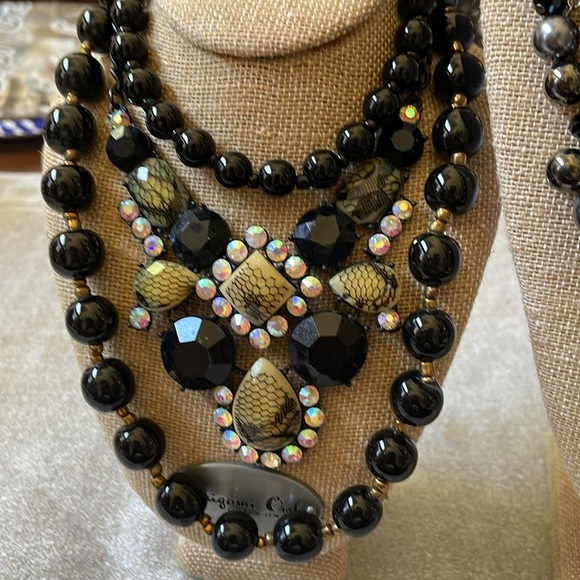 Lot of 6 fashion glass stone crystal necklaces iridescent pearly - Picture 2 of 11